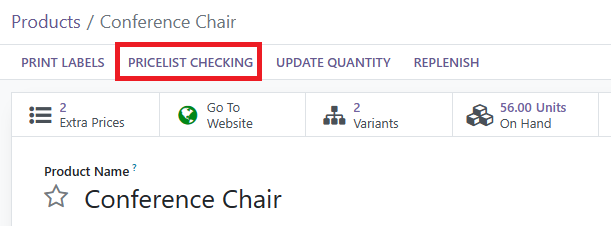 Check Pricelist on Product Template Form View