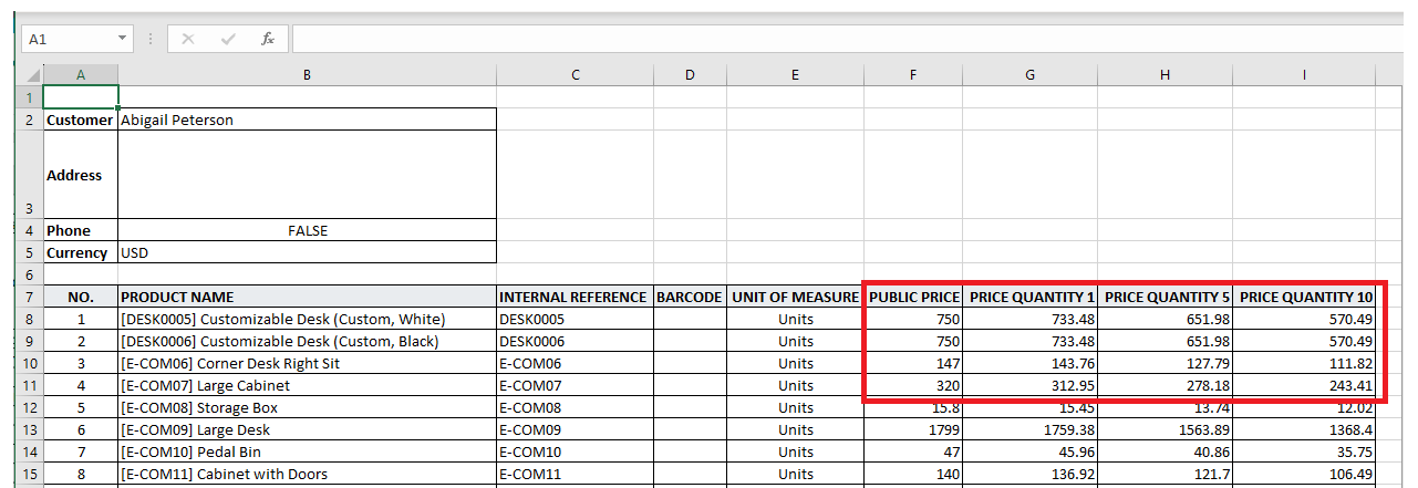 Pricelist Export