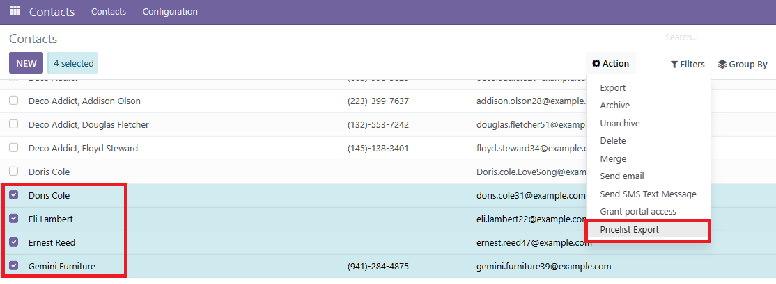 Export pricelists for multiple customers