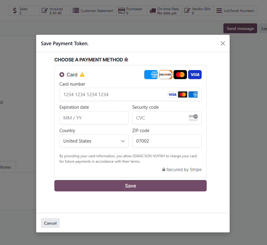 Input Customer Credit Card