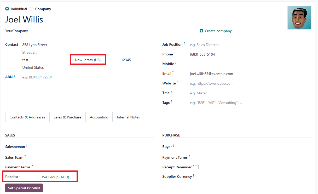 Pricelist is applied to customer