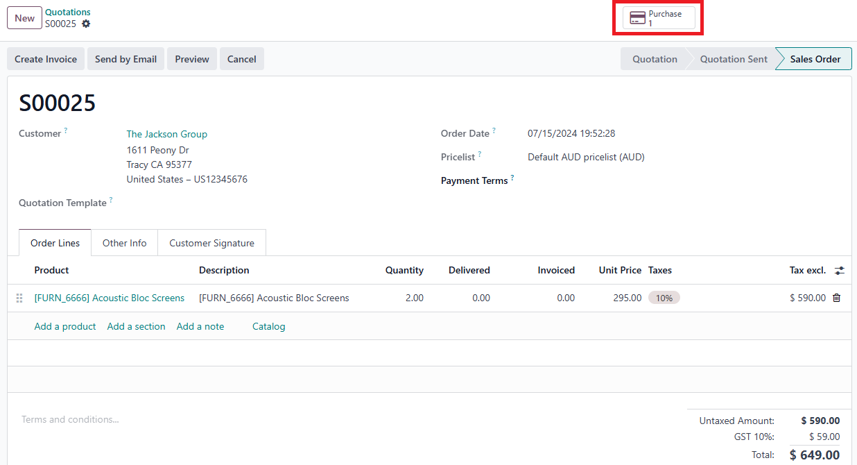 Create a purchase order