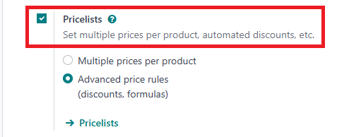 Enable Odoo Pricelist