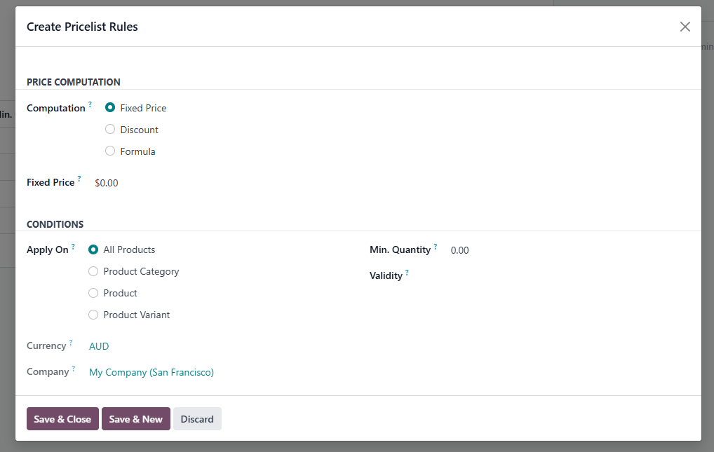 Define Price Rules On Pricelist